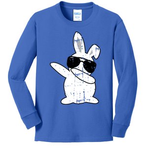 Dabbing Bunny Easter Outfit And Bunny Dad Matching Gift Kids Long Sleeve Shirt