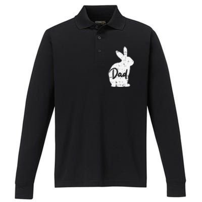 Dad Bunny Easter Day Cute Rabbit Daddy Papa Father Performance Long Sleeve Polo