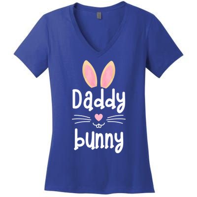 Daddy Bunny Ears Easter Family Matching Dad Father Papa Gift Women's V-Neck T-Shirt