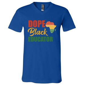 Dope Black Educator Black Teacher African American Teaching Gift V-Neck T-Shirt