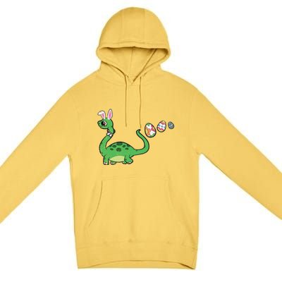 Dinosaur Bunny Ears Easter Egg Hunting Brontosaurus Spring Gift Premium Pullover Hoodie