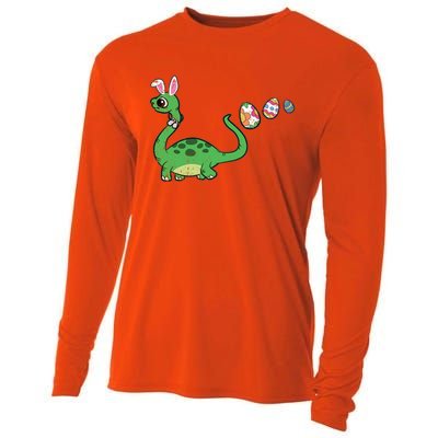 Dinosaur Bunny Ears Easter Egg Hunting Brontosaurus Spring Gift Cooling Performance Long Sleeve Crew