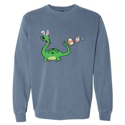 Dinosaur Bunny Ears Easter Egg Hunting Brontosaurus Spring Gift Garment-Dyed Sweatshirt