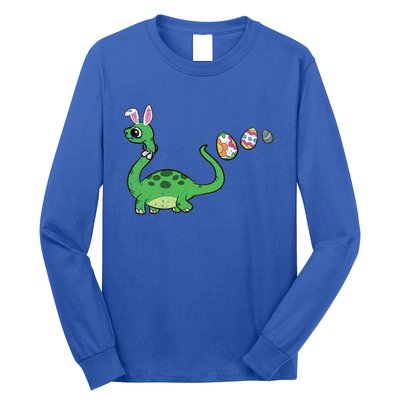 Dinosaur Bunny Ears Easter Egg Hunting Brontosaurus Spring Gift Long Sleeve Shirt