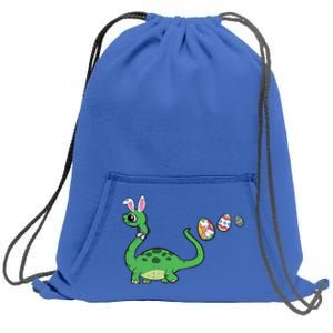 Dinosaur Bunny Ears Easter Egg Hunting Brontosaurus Spring Gift Sweatshirt Cinch Pack Bag