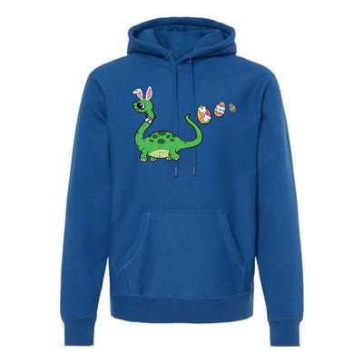 Dinosaur Bunny Ears Easter Egg Hunting Brontosaurus Spring Gift Premium Hoodie