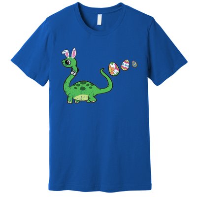 Dinosaur Bunny Ears Easter Egg Hunting Brontosaurus Spring Gift Premium T-Shirt