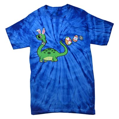 Dinosaur Bunny Ears Easter Egg Hunting Brontosaurus Spring Gift Tie-Dye T-Shirt