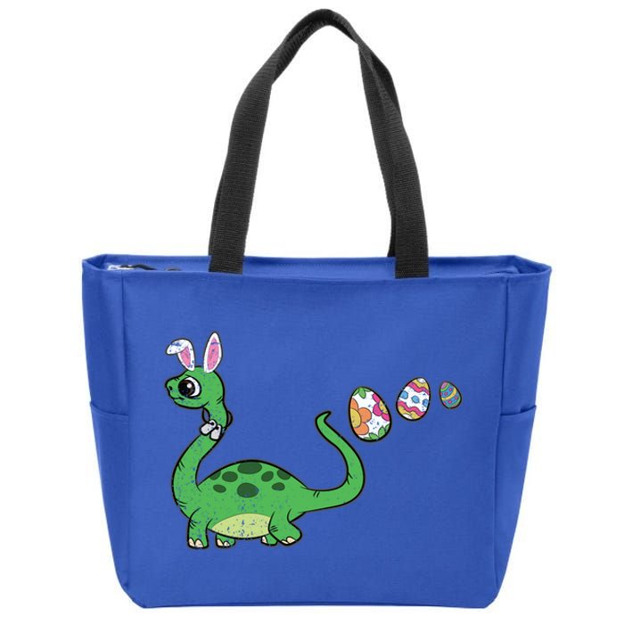 Dinosaur Bunny Ears Easter Egg Hunting Brontosaurus Spring Gift Zip Tote Bag