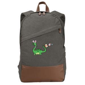 Dinosaur Bunny Ears Easter Egg Hunting Brontosaurus Spring Gift Cotton Canvas Backpack