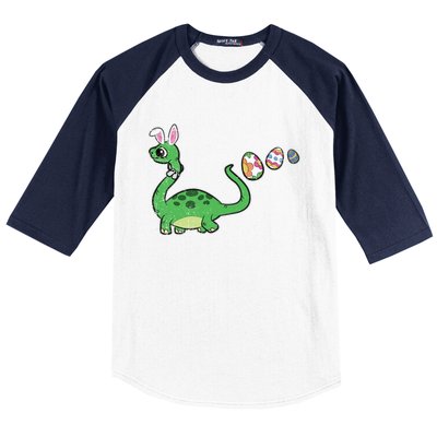 Dinosaur Bunny Ears Easter Egg Hunting Brontosaurus Spring Gift Baseball Sleeve Shirt