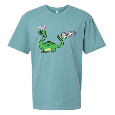 Dinosaur Bunny Ears Easter Egg Hunting Brontosaurus Spring Gift Sueded Cloud Jersey T-Shirt