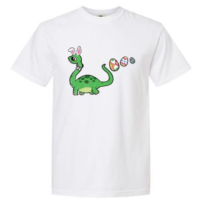 Dinosaur Bunny Ears Easter Egg Hunting Brontosaurus Spring Gift Garment-Dyed Heavyweight T-Shirt