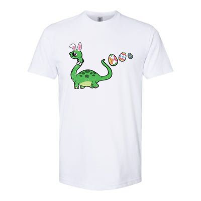 Dinosaur Bunny Ears Easter Egg Hunting Brontosaurus Spring Gift Softstyle® CVC T-Shirt