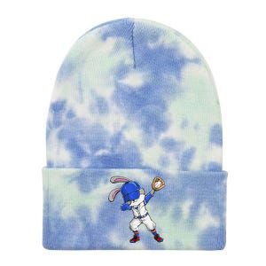 Dabbing Bunny Easter Day Baseball Catcher Happy Easter Tie Dye 12in Knit Beanie