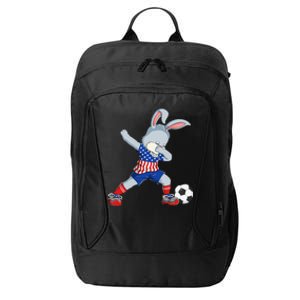 Dabbing Bunny Easter Day Soccer Happy Easter City Backpack