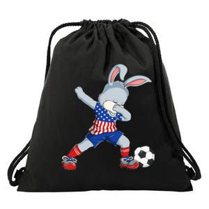 Dabbing Bunny Easter Day Soccer Happy Easter Drawstring Bag