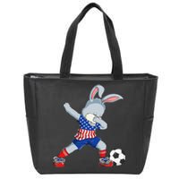 Dabbing Bunny Easter Day Soccer Happy Easter Zip Tote Bag