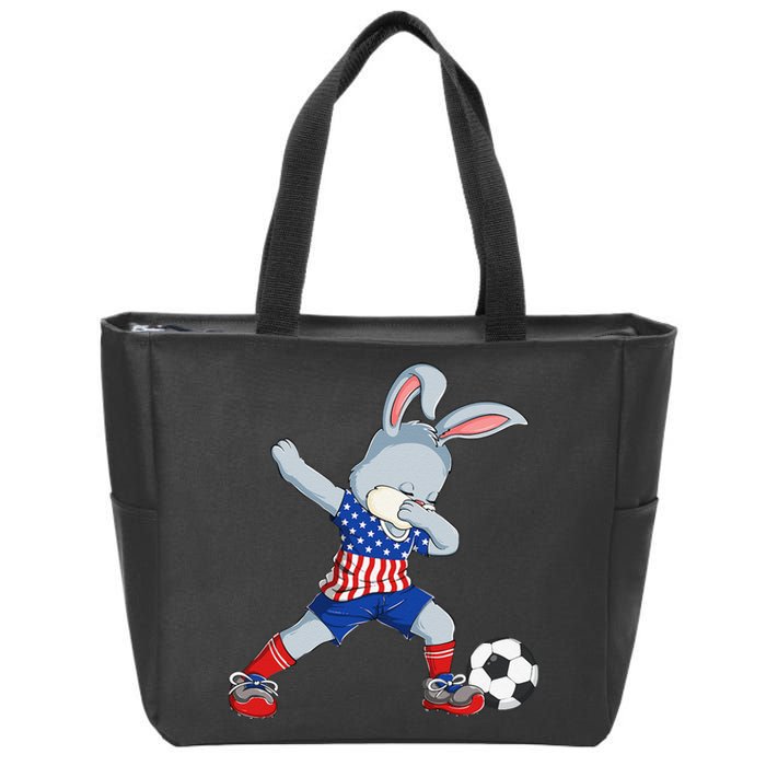 Dabbing Bunny Easter Day Soccer Happy Easter Zip Tote Bag