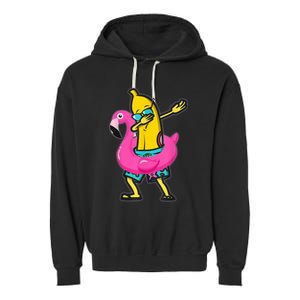 Dabbing Banana Flamingo Float Summer Tropical Fruit Hawaii Garment-Dyed Fleece Hoodie