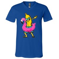 Dabbing Banana Flamingo Float Summer Tropical Fruit Hawaii V-Neck T-Shirt