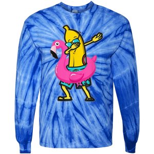 Dabbing Banana Flamingo Float Summer Tropical Fruit Hawaii Tie-Dye Long Sleeve Shirt