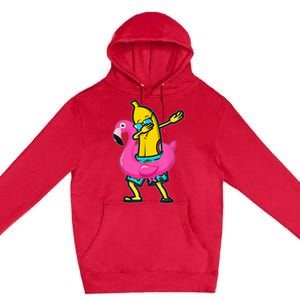 Dabbing Banana Flamingo Float Summer Tropical Fruit Hawaii Premium Pullover Hoodie