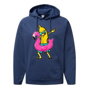 Dabbing Banana Flamingo Float Summer Tropical Fruit Hawaii Performance Fleece Hoodie