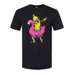 Dabbing Banana Flamingo Float Summer Tropical Fruit Hawaii Softstyle CVC T-Shirt