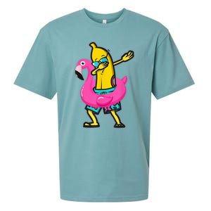 Dabbing Banana Flamingo Float Summer Tropical Fruit Hawaii Sueded Cloud Jersey T-Shirt