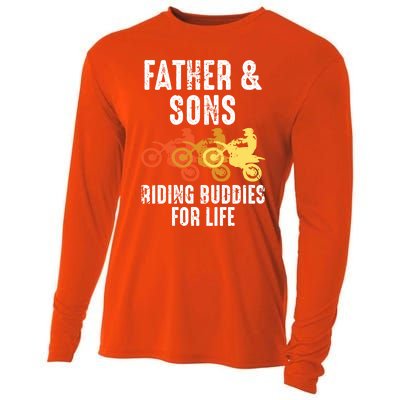 Dirt Bike Father And Son Riding Buddies For Life Cool Gift Cooling Performance Long Sleeve Crew