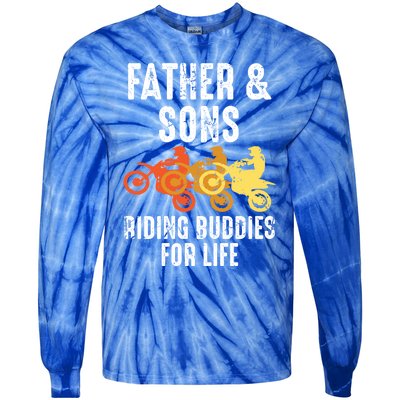 Dirt Bike Father And Son Riding Buddies For Life Cool Gift Tie-Dye Long Sleeve Shirt