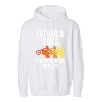 Dirt Bike Father And Son Riding Buddies For Life Cool Gift Garment-Dyed Fleece Hoodie