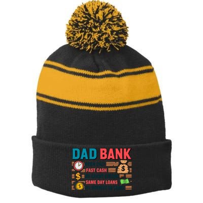 Dad Bank Fast Cash No Credits Checks Stripe Pom Pom Beanie