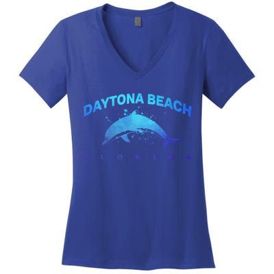 Daytona Beach Florida Dolphin Lover Spring Break Vacation Meaningful Gift Women's V-Neck T-Shirt