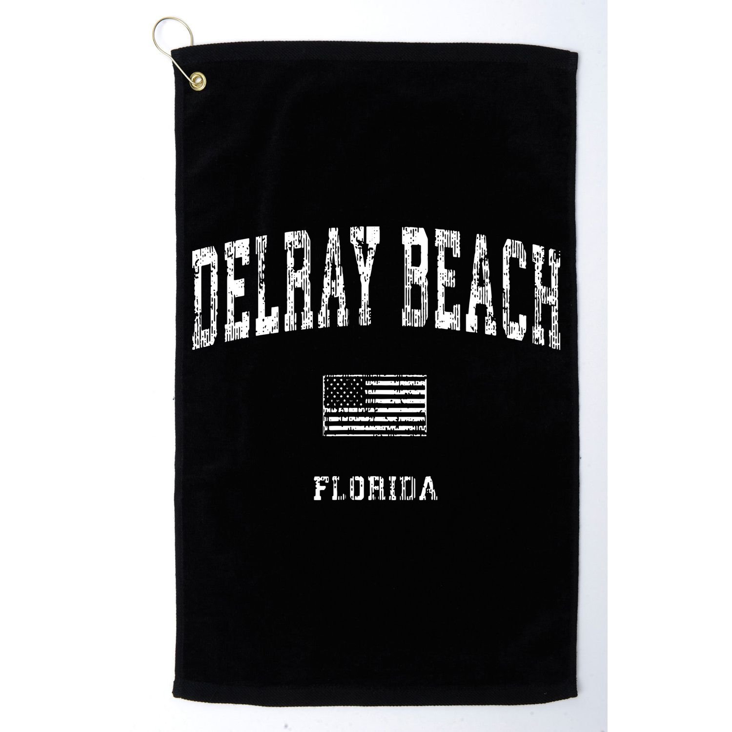 Delray Beach Florida Fl Vintage American Flag Golf Towel