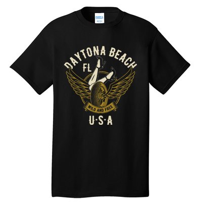 Daytona Beach Fl Legs In Heels Hotrod Biker Wings Tall T-Shirt