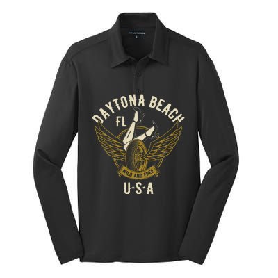 Daytona Beach Fl Legs In Heels Hotrod Biker Wings Silk Touch Performance Long Sleeve Polo