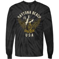 Daytona Beach Fl Legs In Heels Hotrod Biker Wings Tie-Dye Long Sleeve Shirt