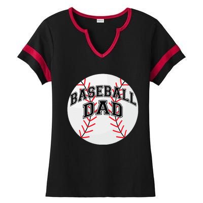 Dad Baseball Fathers Day Proud Daddy Baseball Parent Ladies Halftime Notch Neck Tee