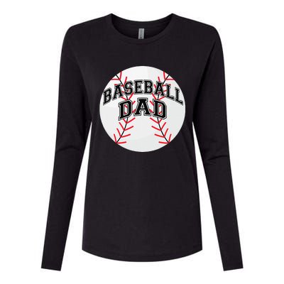 Dad Baseball Fathers Day Proud Daddy Baseball Parent Womens Cotton Relaxed Long Sleeve T-Shirt