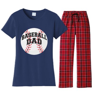 Dad Baseball Fathers Day Proud Daddy Baseball Parent Women's Flannel Pajama Set