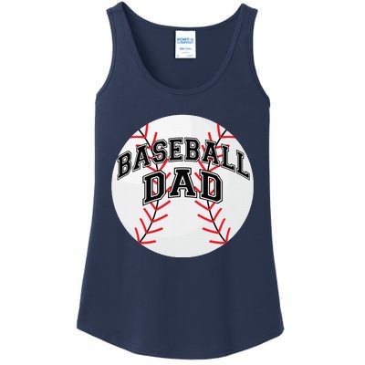 Dad Baseball Fathers Day Proud Daddy Baseball Parent Ladies Essential Tank