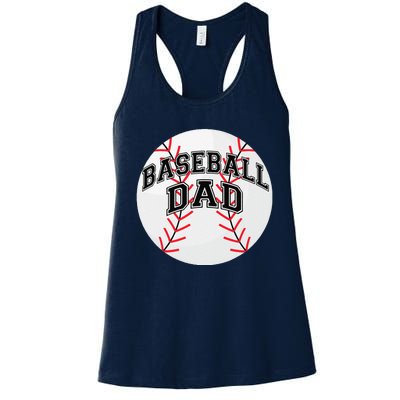 Dad Baseball Fathers Day Proud Daddy Baseball Parent Women's Racerback Tank