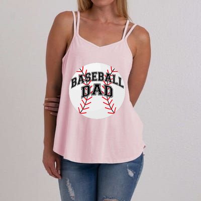 Dad Baseball Fathers Day Proud Daddy Baseball Parent Women's Strappy Tank