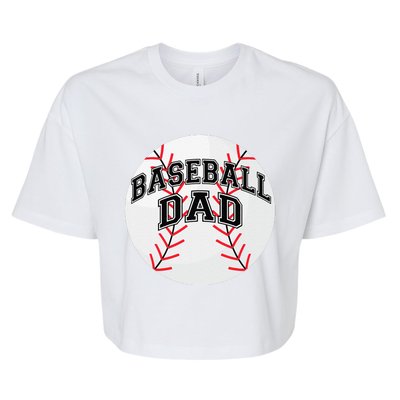 Dad Baseball Fathers Day Proud Daddy Baseball Parent Bella+Canvas Jersey Crop Tee