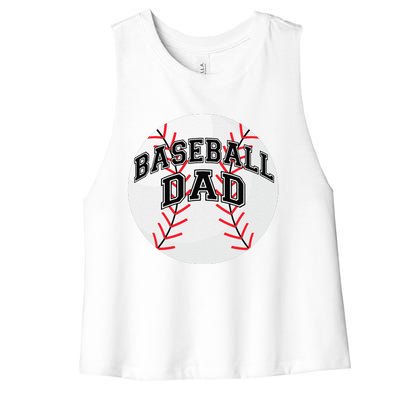 Dad Baseball Fathers Day Proud Daddy Baseball Parent Women's Racerback Cropped Tank