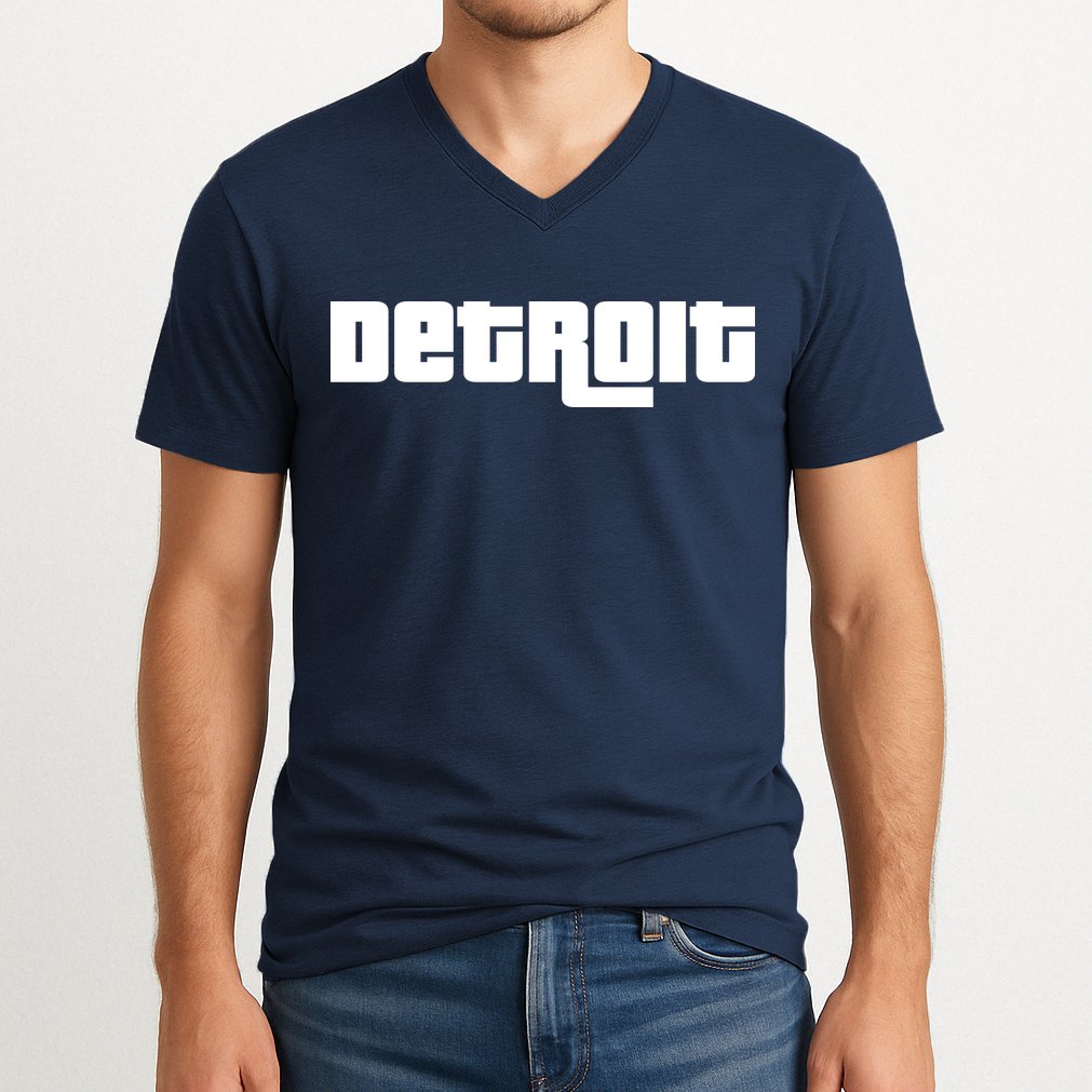 Detroit Bold Future Style Logo V-Neck T-Shirt