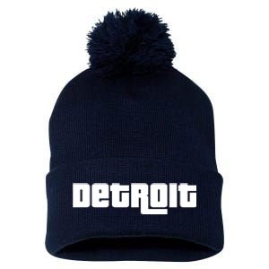 Detroit Bold Future Style Logo Pom Pom 12in Knit Beanie