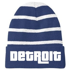 Detroit Bold Future Style Logo Striped Beanie with Solid Band